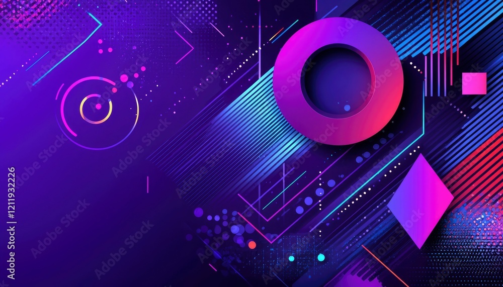 Obraz premium Abstract Neon Geometric Shapes Design Background