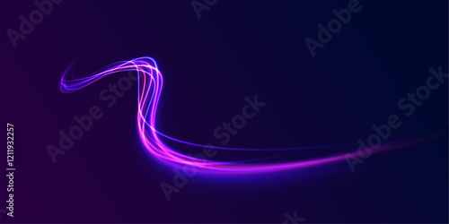 Acceleration speed motion on night road. Colorful Light Trails, Long Time Exposure Motion Blur Effect. Abstract fire flare trace lens flares acceleration speed motion on night road. 