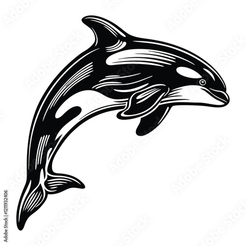 Orca whale vector illustration, killer whale Clipart Design