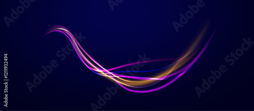 Abstract fire flare trace lens flares acceleration speed motion on night road. Acceleration speed motion on night road. Colorful Light Trails, Long Time Exposure Motion Blur Effect. 