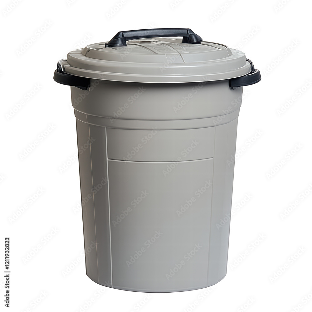 Isolated Light Gray Trash Can with Lid Isolated Light Gray Trash Can with Lid
