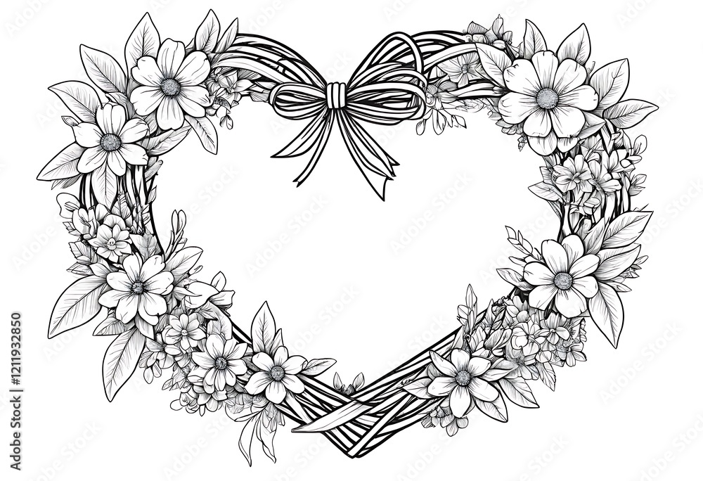 Heart Shaped Floral Wreath With A Bow Heart Shaped Floral Wreath With A Bow