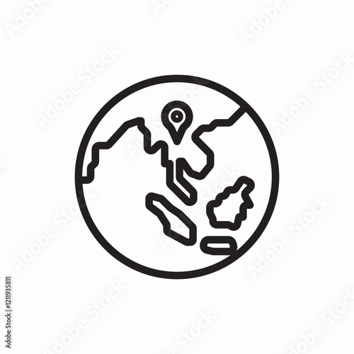 Asia continent world map icon vector sign