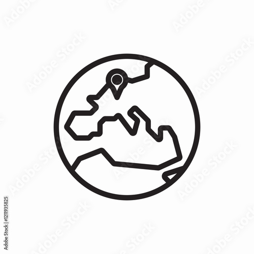 Europe continent world map icon vector sign