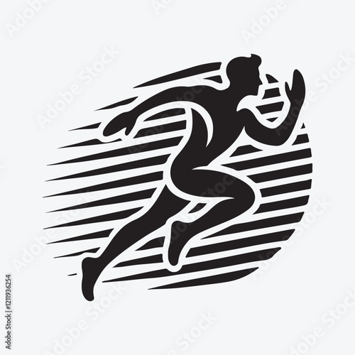 Dynamic Silhouette of a Runner, Perfect for Sports Logos and Fitness