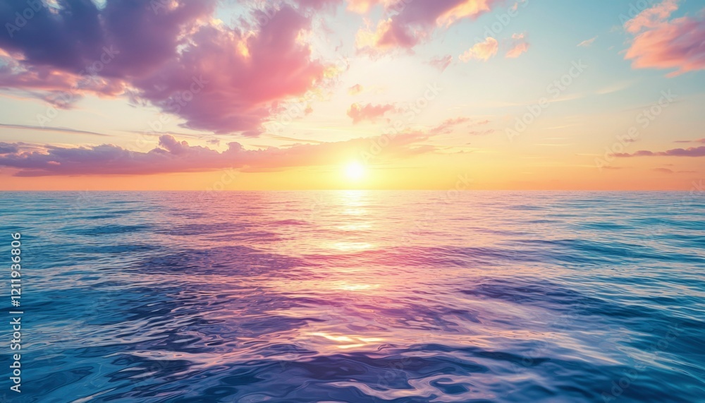 Obraz premium Serene Ocean Sunset with Pink Cloudscape