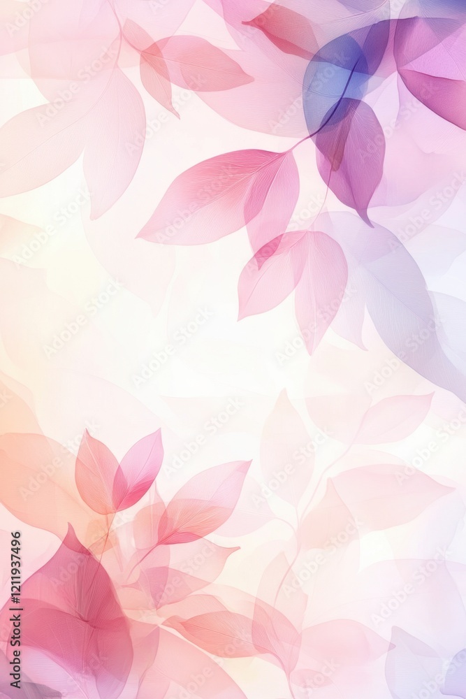 Abstract pastel leaves pattern with soft pink and purple hues Abstract pastel leaves pattern with soft pink and purple hues