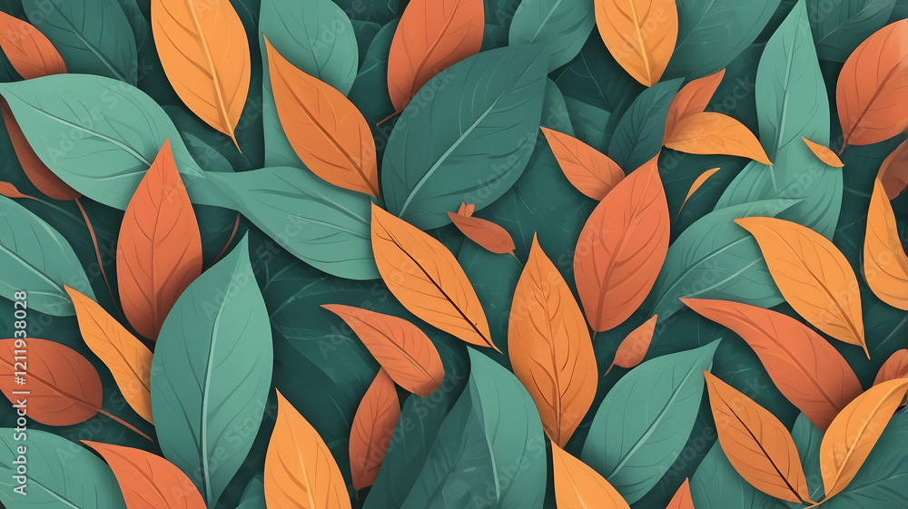 Fototapeta premium Colorful autumn leaves create a vibrant abstract background for digital designs and wallpapers