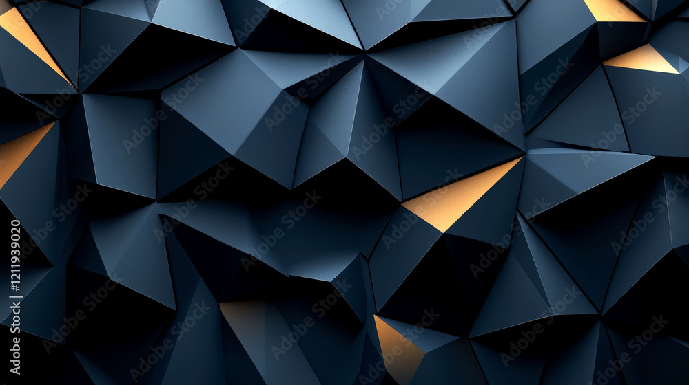 Obraz premium Abstract Dark Blue and Gold Polygonal Background: Modern Geometric Texture for Luxury Designs