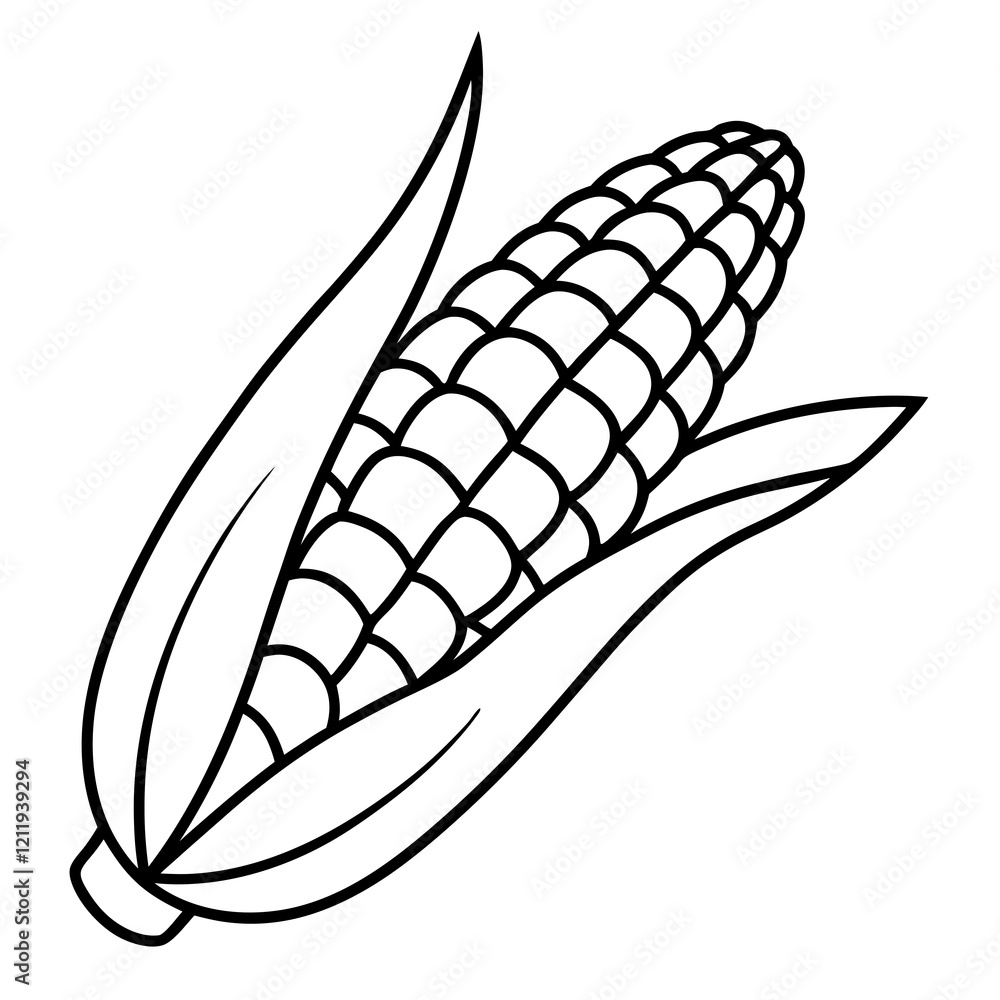 Single Line Corn Illustration Vector Single Line Corn Illustration Vector