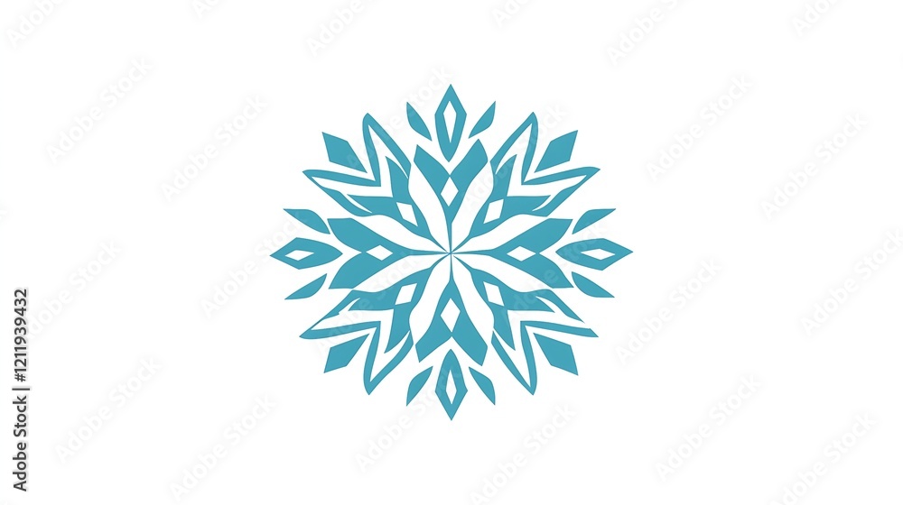 Minimalist Geometric Snowflake Symbol in Light Blue Minimalist Geometric Snowflake Symbol in Light Blue