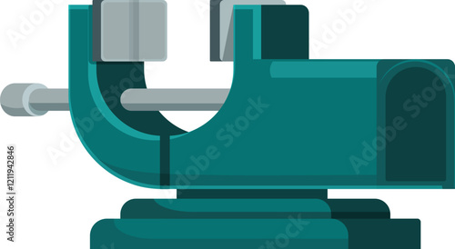 Illustration of a bench vise gripping a metal rod, useful for carpentry, metalworking, or diy projects