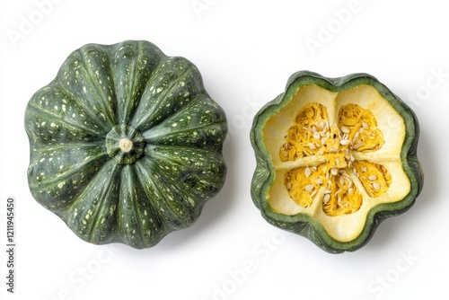 Fresh tromboncino squash whole on white plain isolated, healthy Italian vegetable photo