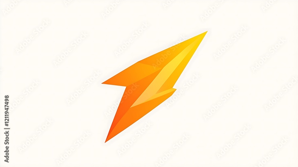 Minimalist Yellow Lightning Bolt Symbol with Sharp Edges Minimalist Yellow Lightning Bolt Symbol with Sharp Edges