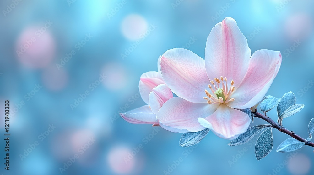 Delicate Pink Blossom Against a Serene Blue Delicate Pink Blossom Against a Serene Blue