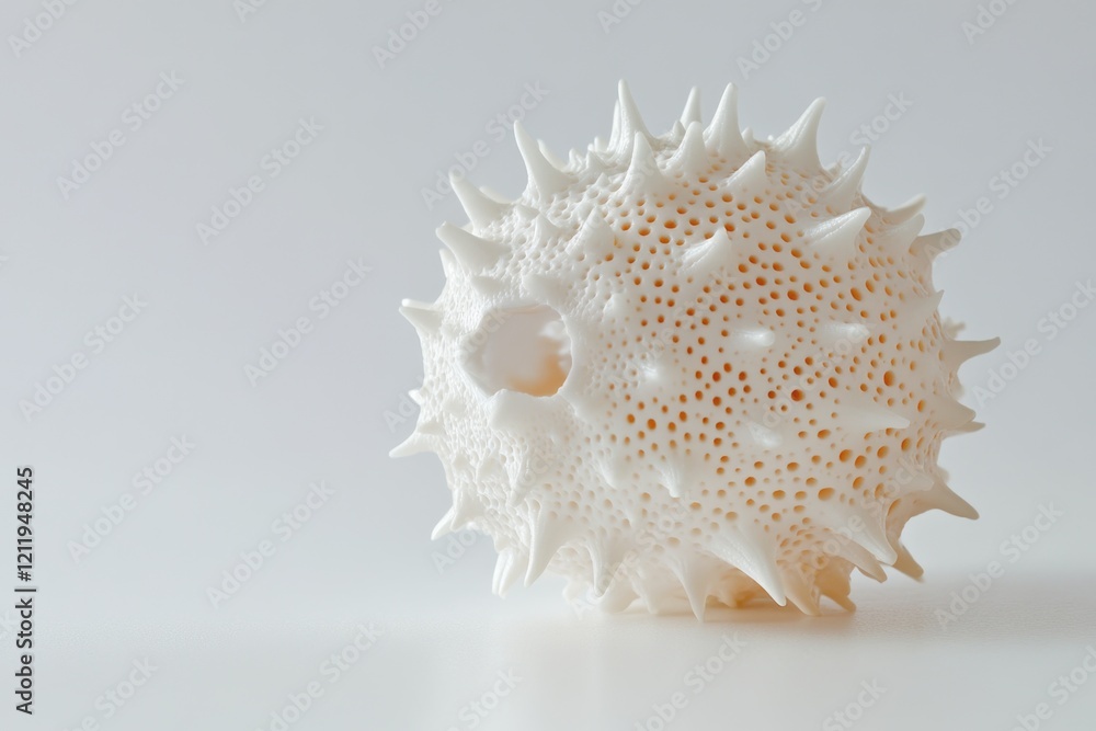 A detailed view of a white object placed on a table, suitable for various uses such as product demonstrations, scientific experiments, or decorative arrangements