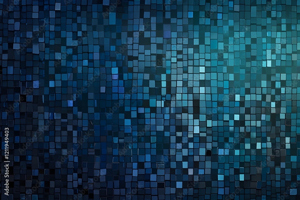 Ombre blue mosaic patterned background illustration Generative AI Ombre blue mosaic patterned background illustration Generative AI
