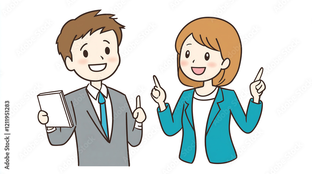 two people talking to each other and pointing up with one finger two people talking to each other and pointing up with one finger