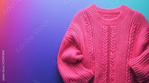 Basic design of a pink male unfilled sweater on a backdrop of vivid colors