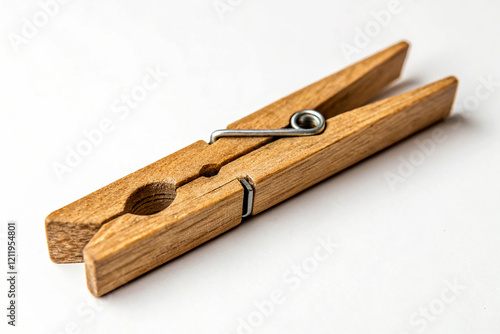 Natural wooden clothespin Isolated on White Background