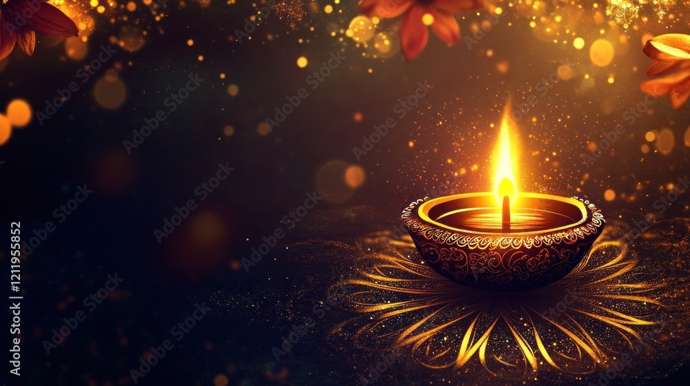 Illuminating Diwali: A Festive Diya in Golden Hues Illuminating Diwali: A Festive Diya in Golden Hues