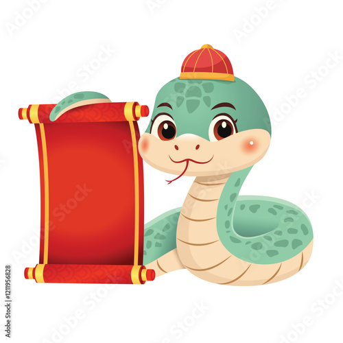 Lucky Snake with Red Scroll