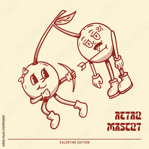 Retro Cherry love till death retro mascot