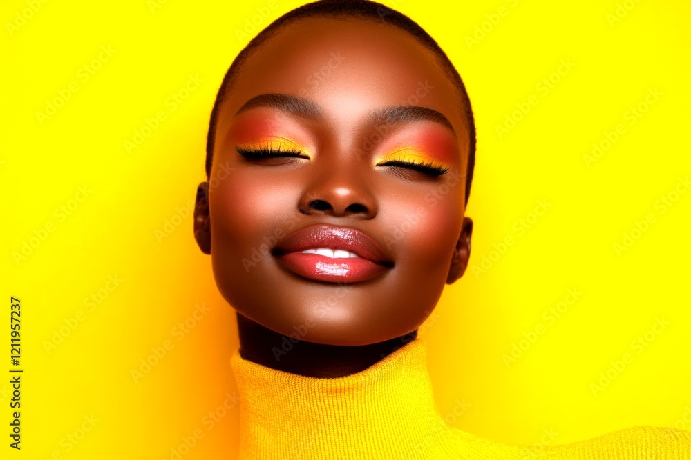 Attractive happy black girl - for ads, print ad and web marketing use. Commercial ad campaign concept graphic design idea. Short trim - highlighted hair. Commercial black woman style. Attractive happy black girl - for ads, print ad and web marketing use. Commercial ad campaign concept graphic design idea. Short trim - highlighted hair. Commercial black woman style.