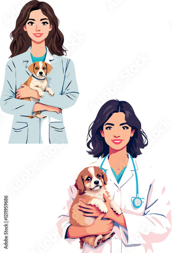 Veterinarians holding puppies, a symbol of animal care and compassion