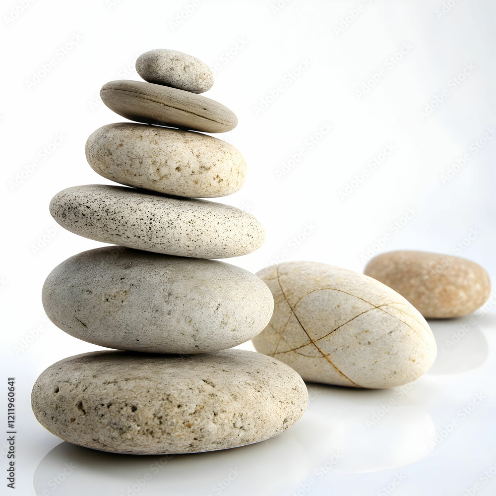 Fototapeta premium stones laid on each other on a white surface