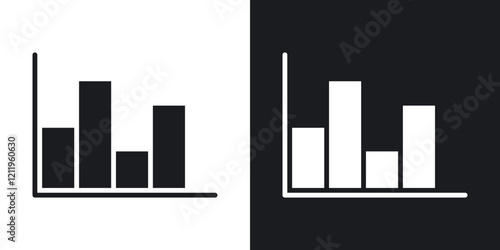 Chart histogram vector icons pack in black and blue colors