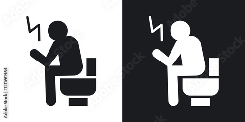 Diarrhea icons in solid black and white colors