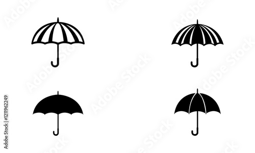 Umbrella silhouette set black and white