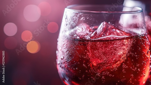 Elegant Wine Cooler Glasses with Refreshing Red Wine and Bokeh Background photo