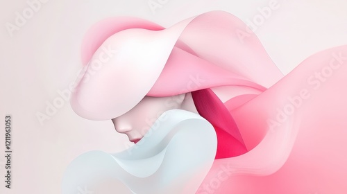 Vibrant and Dynamic Three-Dimensional Abstract Art with Flowing Forms and Soft Colors