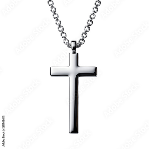 Wallpaper Mural Elegant Silver Cross Necklace with Chain Isolated on transparent background Torontodigital.ca
