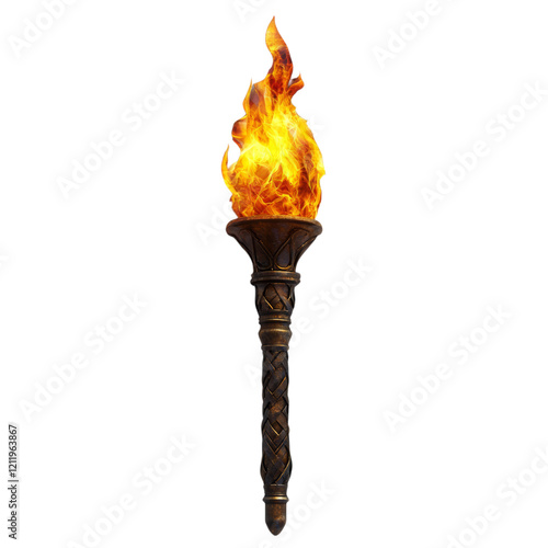 Fiery Torch for Adventure and Exploration Themes Isolated on transparent background photo