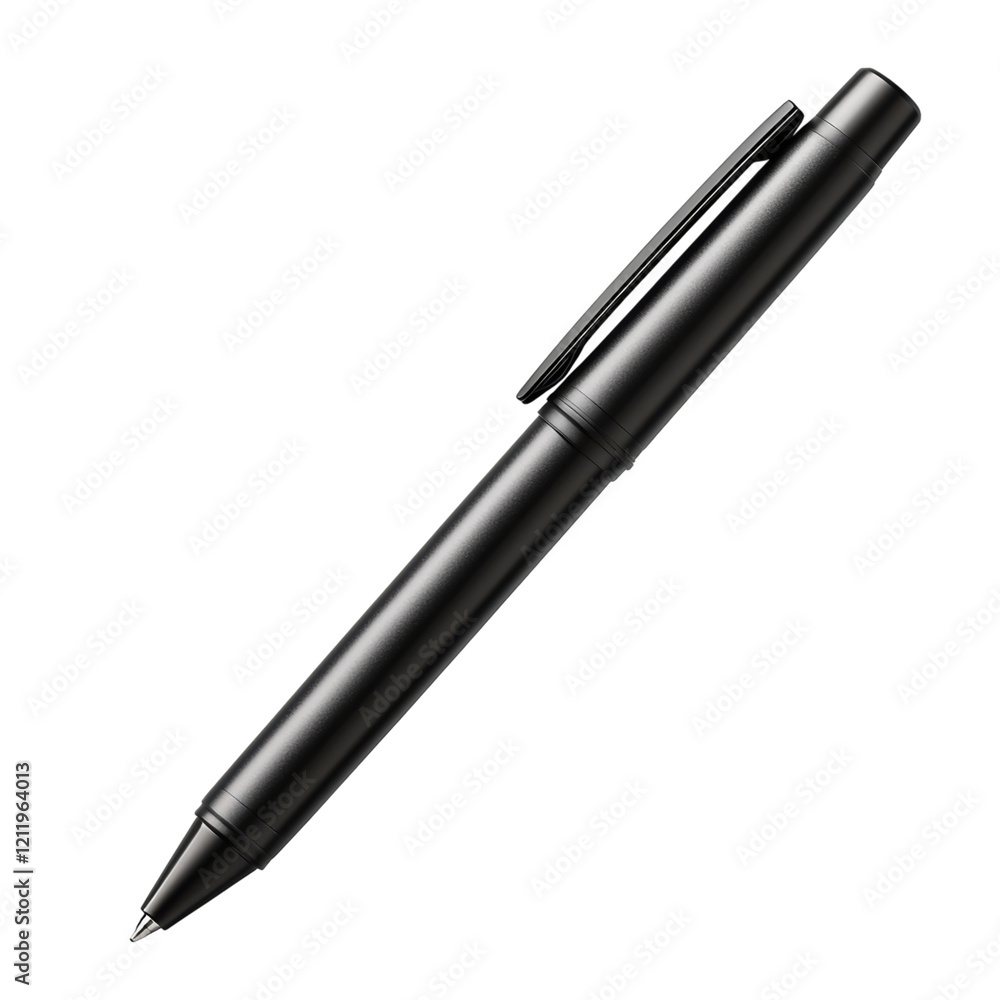 Sleek Black Pen on White Background Isolated on transparent background Sleek Black Pen on White Background Isolated on transparent background