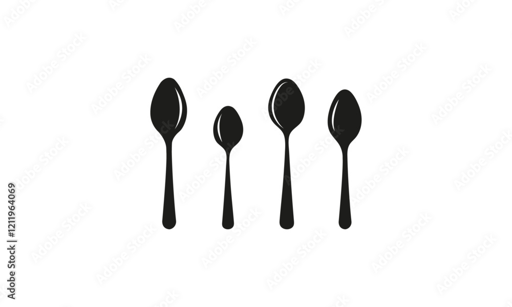 Spoon silhouette set in black and white Spoon silhouette set in black and white