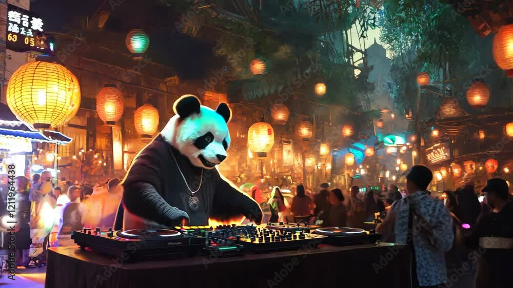 A panda DJ rocking the turntables in a bamboo-themed quality