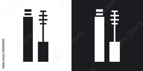 Mascara brush icons in solid black and white colors