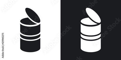 Open tin can icons in solid black and white colors