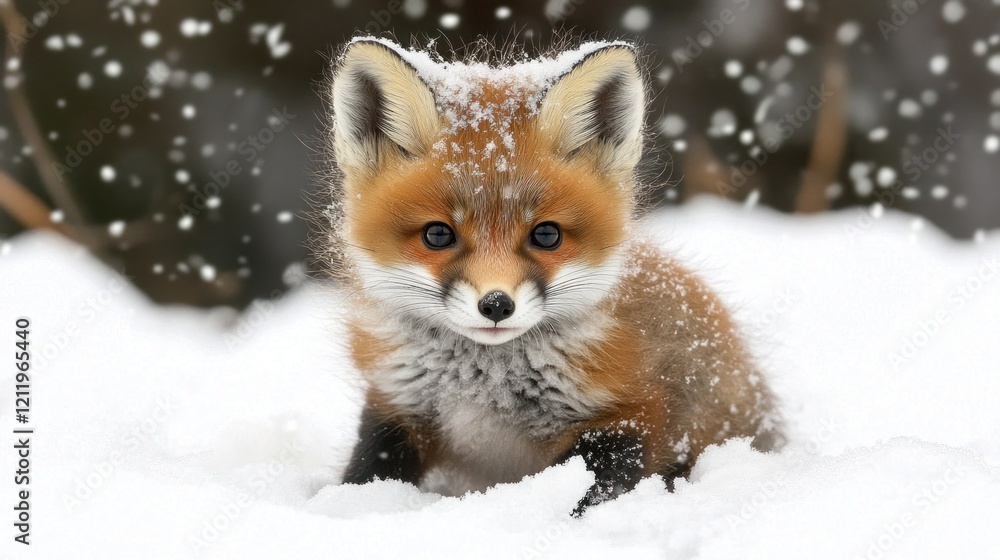 Adorable Fox Kit in Winter Wonderland Adorable Fox Kit in Winter Wonderland