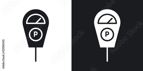 Parking meter icons in solid black and white colors