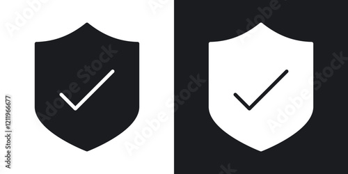 Shield check vector icons pack in black and blue colors