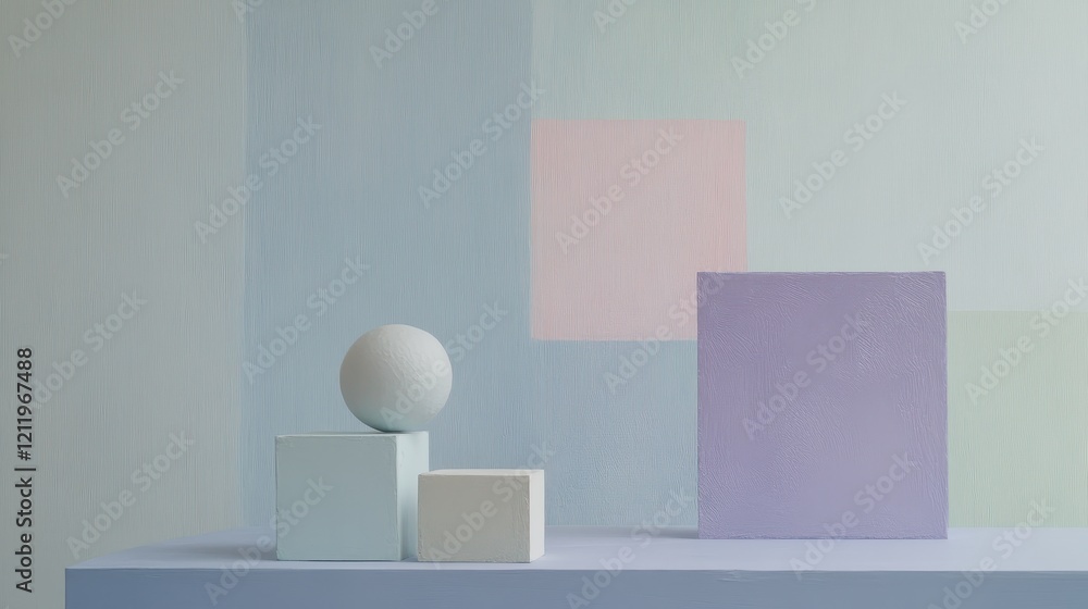 Vibrant Three-Dimensional Geometric Shapes in Soft Pastel Colors on a Minimalist Background Vibrant Three-Dimensional Geometric Shapes in Soft Pastel Colors on a Minimalist Background