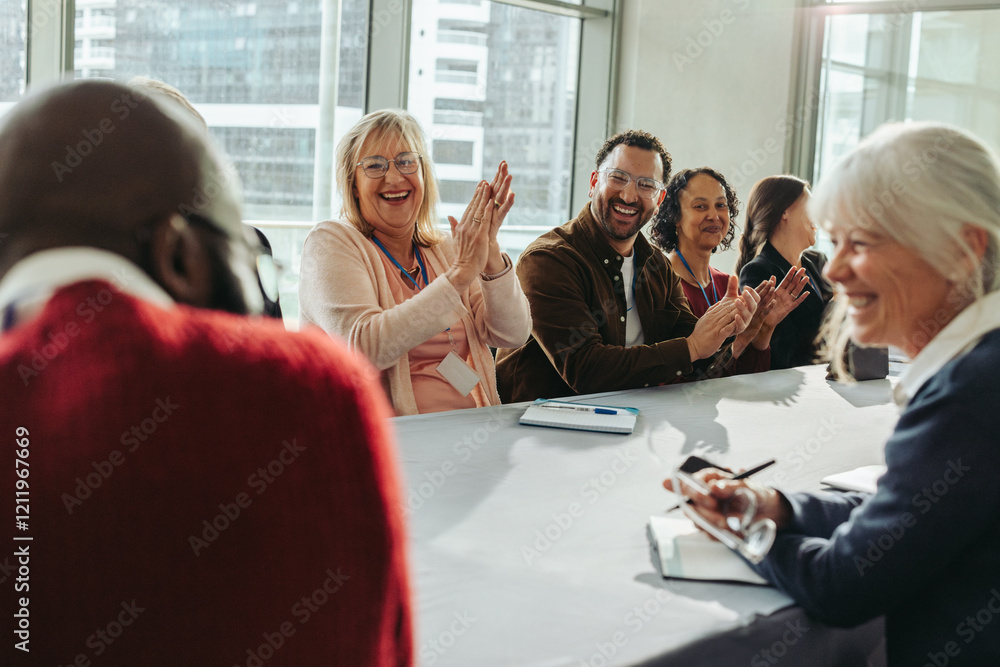 © Jacob Lund - Successful colleagues at a happy business meeting exhibiting teamwork