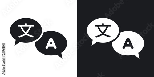 Translation icons in solid black and white colors