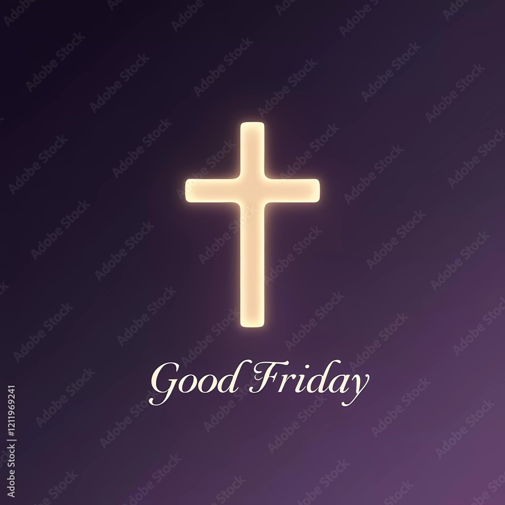 Fototapeta premium Minimalist Good Friday Wallpaper with Glowing Cross