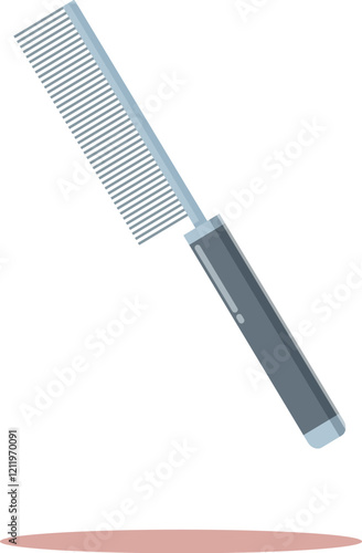 Metal comb for grooming pets lying on a surface, essential tool for animal care